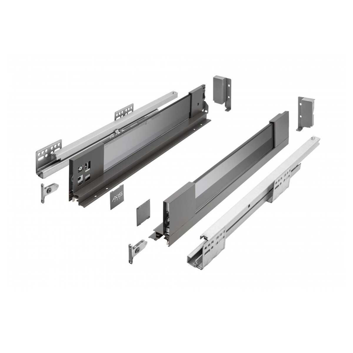 MS Beschläge Glas Schubladensystem Vollauszug Soft Close Schubladenauszug L 300mm H 168mm Image