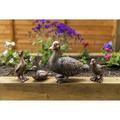 4x Cute Duck Ornaments Duck Family, Garden Bronze Effect Decorations