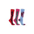 Laulax 3 Pairs Ladies Winter Thermal Long Hose Cashmere-Like Ski Socks, Size UK 3 - 7 / Europe 36 - 40, Gift Set, Red, Pink, Blue