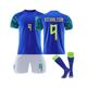 (24(130-140CM)) Richarlison #9 Brazil Away Jersey 2022/23 Soccer T-Shirt Shorts Kits Football 3-Pieces Sets