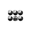 STOVES Oven Knob Gas Hob Cooker Knob Control Switches (Black / Silver, Pack of 6)
