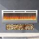 (60 Inch Stainless Steel) Electric Wall Mounted LED Fireplace 12 Color Wall Inset Into Fire