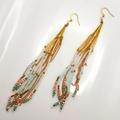 Free People Jewelry | Boho Beaded Earrings | Color: Gold/White | Size: Os