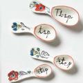 Anthropologie Kitchen | Anthropologie Molly Hatch Flower Patch Ceramic Measuring Spoon Set New With Tags | Color: Blue/Red | Size: Os