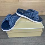 Michael Kors Shoes | Michael Kors Womens Josie Knit Slip On Slide Sandals Blue 6 Medium (B M) | Color: Blue | Size: 6