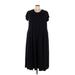 Woman Within Casual Dress - A-Line Crew Neck Short sleeves: Black Solid Dresses - Women's Size 22
