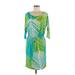 Calvin Klein Casual Dress - Mini Scoop Neck 3/4 sleeves: Green Print Dresses - Women's Size 6