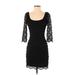 Guess Casual Dress - Bodycon Scoop Neck 3/4 sleeves: Black Print Dresses - Women's Size 2