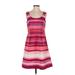 Ann Taylor LOFT Outlet Casual Dress - Party Scoop Neck Sleeveless: Pink Stripes Dresses - Women's Size 4