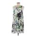 Dex Casual Dress - Shift Scoop Neck Sleeveless: Gray Floral Dresses - Women's Size Medium