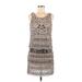 Adrianna Papell Cocktail Dress - Mini Scoop Neck Sleeveless: Silver Dresses - Women's Size 8
