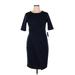 Muse Casual Dress - Sheath Crew Neck 3/4 sleeves: Blue Print Dresses - New - Women's Size 14