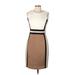 Calvin Klein Casual Dress - Sheath High Neck Sleeveless: Tan Color Block Dresses - Women's Size 10