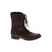 Steve Madden Boots: Combat Chunky Heel Bohemian Brown Solid Shoes - Women's Size 9 - Round Toe