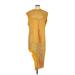 Zara Casual Dress - Shift Crew Neck Sleeveless: Yellow Solid Dresses - Women's Size Large