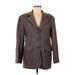 Jones New York Wool Coat: Mid-Length Brown Print Jackets & Outerwear - Women's Size 6