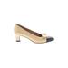 Salvatore Ferragamo Heels: Pumps Chunky Heel Classic Ivory Solid Shoes - Women's Size 7 1/2 - Almond Toe