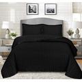 B&B Super Soft Super King Bedspreads for Bedroom Decor - 3 pieces Embossed Quilted Throw with Silk Border - Luxury Super King Size Bedspread Bedding Set with 2 Pillow Shams (Osca Black)