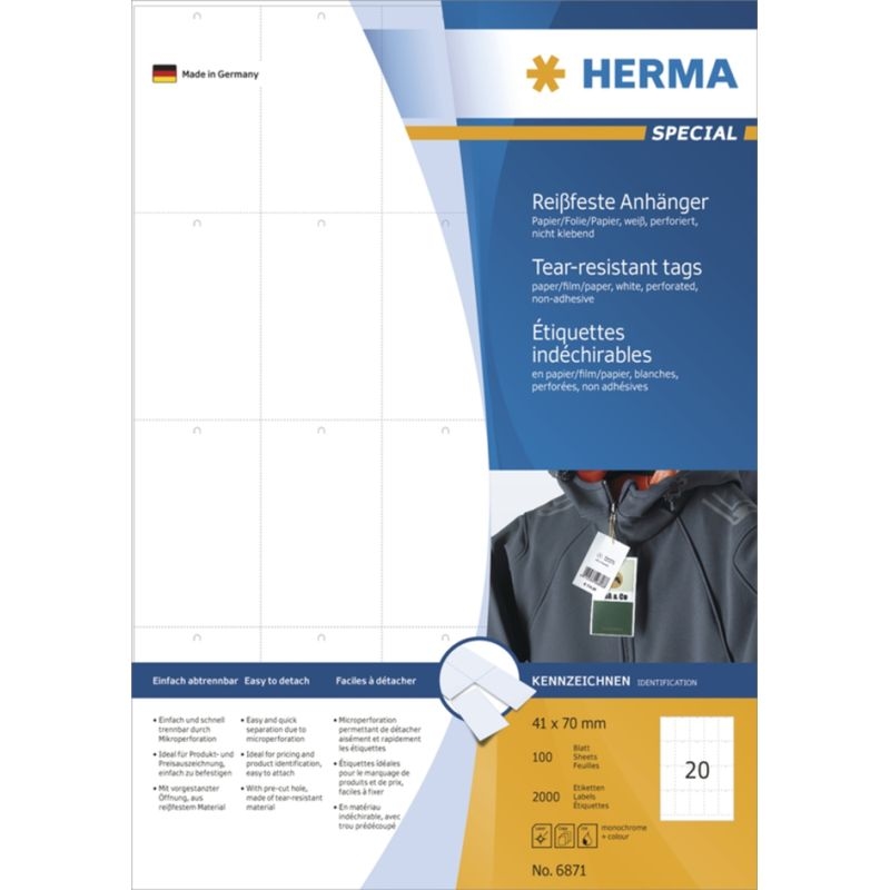 HERMA Warenanhänger SPECIAL, 93,5 x 52,5 mm, weiß Image