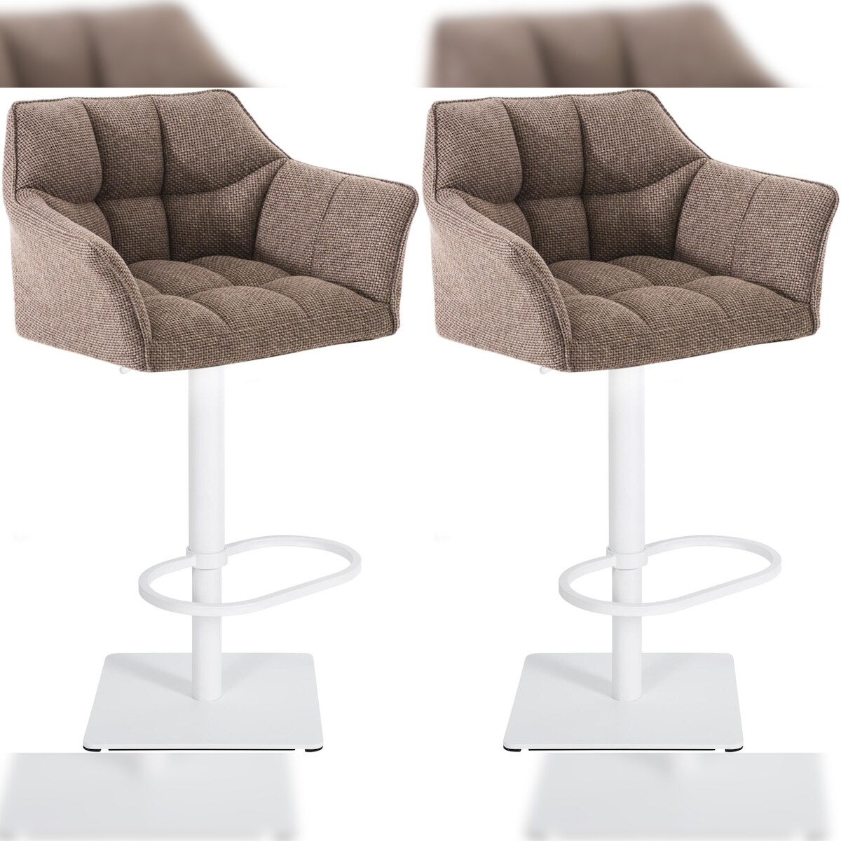 CLP 2er Set Barhocker Damaso Stoffbezug weiß/terrabraun Image