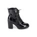 Boots: Combat Chunky Heel Edgy Black Print Shoes - Women's Size 8 1/2 - Round Toe