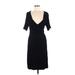 Zara Casual Dress - Sheath V-Neck Short sleeves: Black Print Dresses - Women's Size Medium