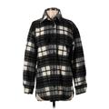 H&M Coat: Below Hip Black Plaid Jackets & Outerwear - Women's Size X-Small