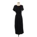 Anthropologie Casual Dress - Midi Crew Neck Short sleeves: Black Print Dresses - Women's Size Small