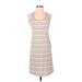 Ann Taylor LOFT Outlet Casual Dress - A-Line Scoop Neck Sleeveless: Tan Color Block Dresses - Women's Size Small