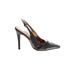 Carlos by Carlos Santana Heels: Slingback Stiletto Cocktail Black Print Shoes - Women's Size 6 - Pointed Toe