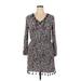 Knox Rose Casual Dress - Mini V-Neck 3/4 sleeves: Gray Dresses - Women's Size X-Large