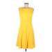 Banana Republic Factory Store Casual Dress - A-Line Crew Neck Sleeveless: Yellow Solid Dresses - Women's Size 6