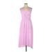 All in Favor Cocktail Dress - Party V-Neck Sleeveless: Pink Print Dresses - Women's Size X-Large