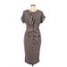 Haute Monde Casual Dress - Midi: Black Stripes Dresses - Women's Size Large