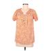 Croft & Barrow Short Sleeve Blouse: Orange Tops - Women's Size Medium