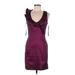 Jackie Jon Cocktail Dress - Party Plunge Sleeveless: Burgundy Solid Dresses - Women's Size 6