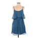 Mimi Chica Casual Dress - Mini Scoop Neck Sleeveless: Blue Dresses - Women's Size Small