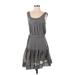 BCBGMAXAZRIA Casual Dress - DropWaist Scoop Neck Sleeveless: Gray Dresses - Women's Size 4