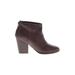 Cole Haan Ankle Boots: Burgundy Solid Shoes - Women's Size 7 1/2 - Almond Toe