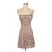 Sunday Best Casual Dress - Mini Square Sleeveless: Brown Print Dresses - Women's Size 2