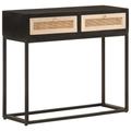 vidaXL Table console noir 90x30x76 cm bois massif de manguier et fer