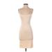 Unique Vintage Casual Dress - Bodycon: Tan Solid Dresses - Women's Size X-Small