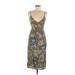 Amuse Society Casual Dress - Midi Plunge Sleeveless: Brown Print Dresses - Women's Size Medium