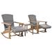 Outdoor 3-Piece Wicker Sectional, Rattan Double Rocking Chairs Coffee Table with Glass Top, Adjustable Arm Chairs