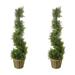 36 Inch Artificial Cypress Plants Spiral Shape Topiary Plant Tree W Planters,Green W Bamboo Basket, ABNT003B-NTRL