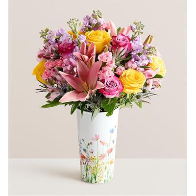 1-800-Flowers Flower Delivery Springtime Blossoms For Mom Double Bouquet W/ Floral Meadow Vase