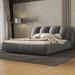 Queen Size Upholstered Bed with Thick Headboard, Modern Luxury Queen Platform Bed Frame with Oversized Padded Backrest