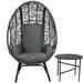 Patio PE Wicker Egg Chair Model 4 with Black Color Rattan Grey Cushion and Side Table