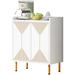 Moasis 28"W Sideboard Buffet Cabinet Bar Cabinet for Dinning Room, Kitchen, White and Gold