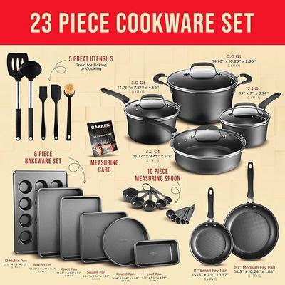 Cookware Set - 23 Piece -Blue Multi-Sized Cooking Pots with Lids - 23 Pieces